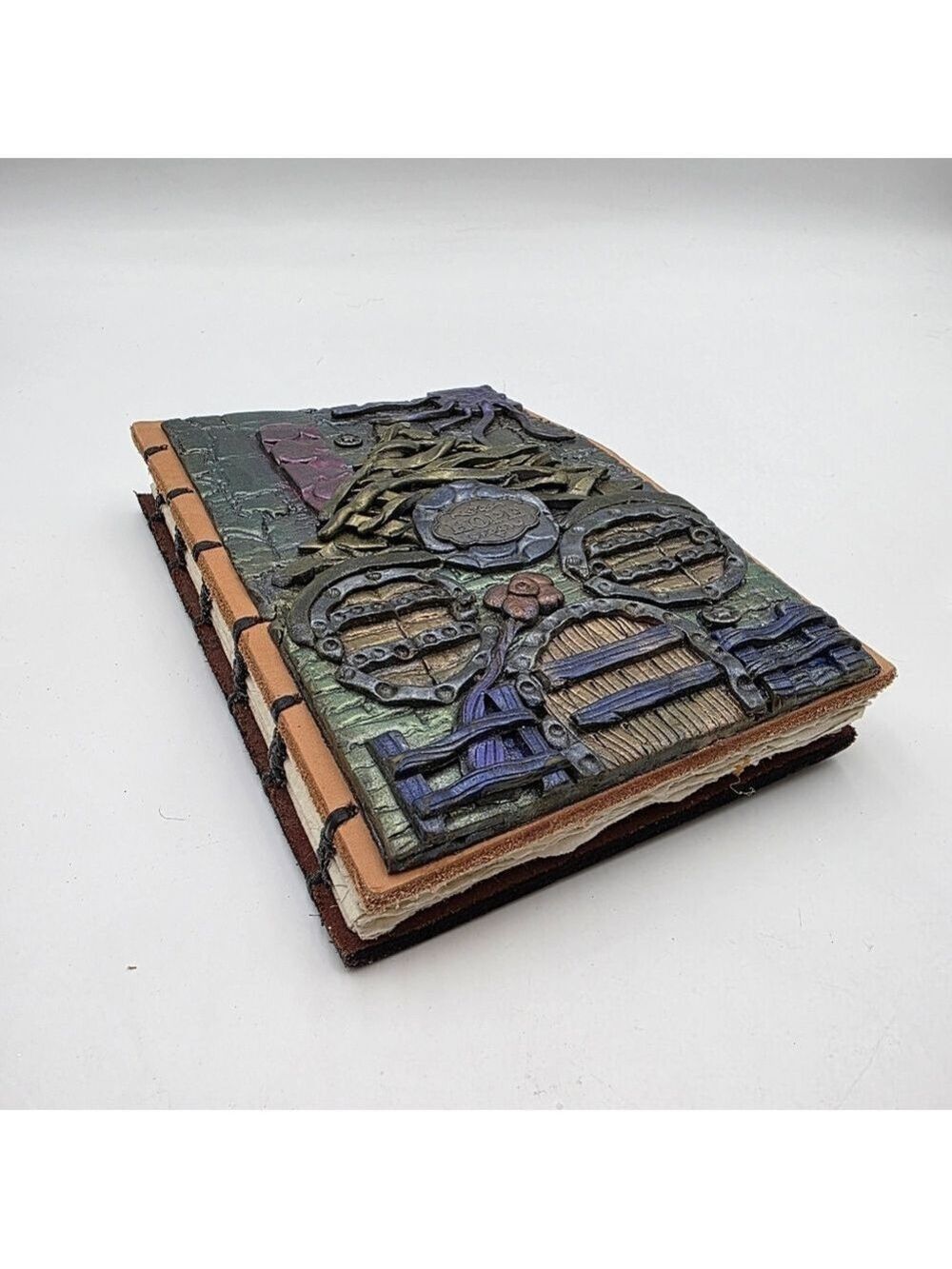 Leather Bound Handcrafted 3D Mystical Garden House Whimsicle Blank Diary